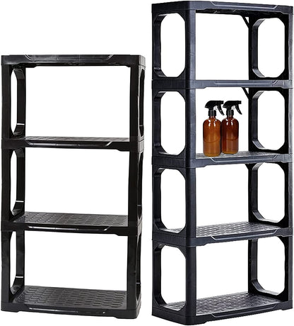 Selection Of Strong Compact Plastic Metal Storage Shelving Units Racking 4 Tier & 5 Tier