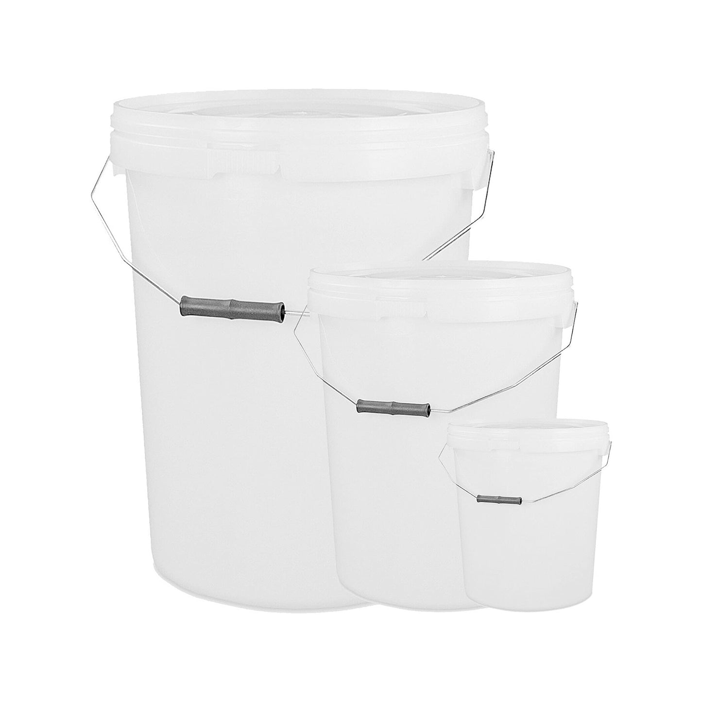 Black & White Strong 5L 10L 25L Hard Wearing Plastic Buckets With Tamper Evident Lids & Handles