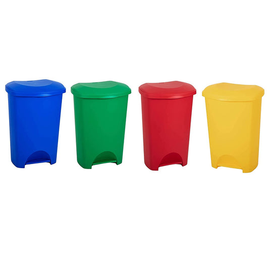 50 Litre Strong Plastic Hard Wearing Coloured Recycling Bins Complete With Lids