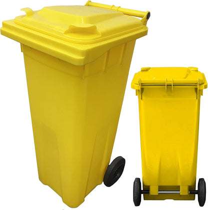 Large 140 & 240 Litre Grey Coloured Outdoor Council Wheelie Bins Complete With Lid And Wheels